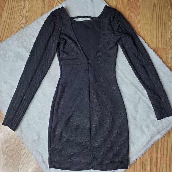 ALT B SHIMMERY LITTLE BLACK DRESS with CUTOUT BACK - Picture 3 of 6